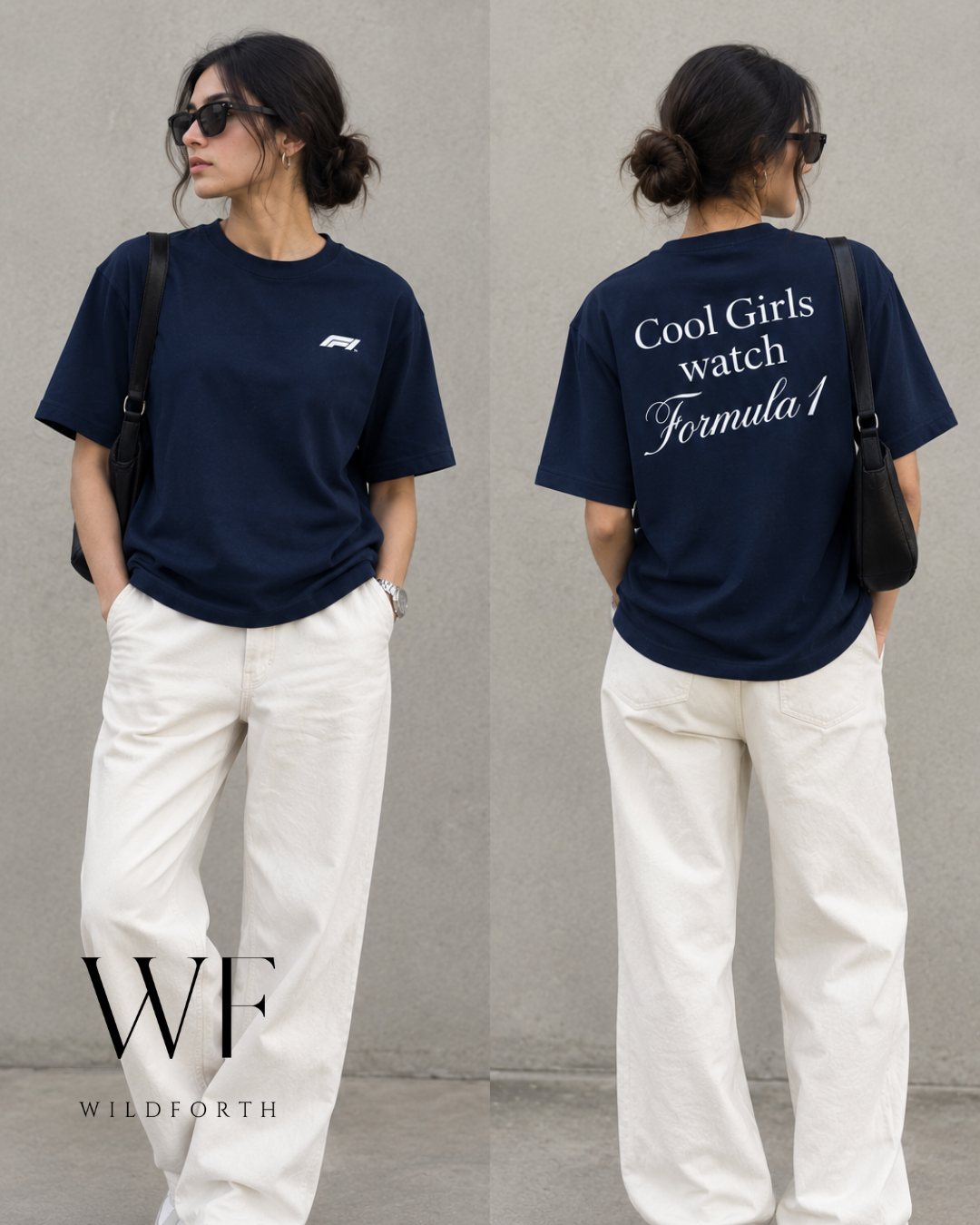 Cool girls watch formula one T-shirt (Navy Blue)